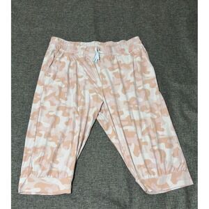 Real Essentials Womens 2X Pajama Pants Pink Camo Capri Sleepwear Lounge Capri
